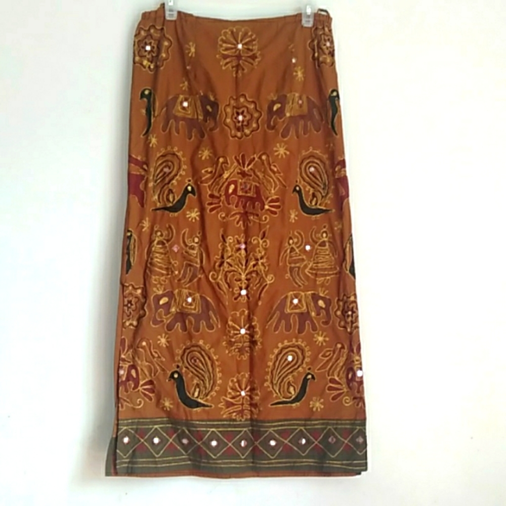 Mexico pencil long Summer skirt with cultural prints made in India size S